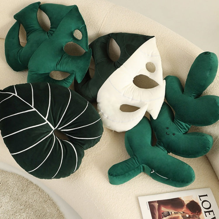 Nordic Leaf Cushion | Green Monstera Albo Leaf - iKids