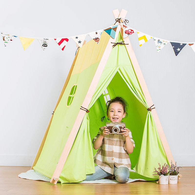 Square Teepee Tent Playhouse Green - iKids