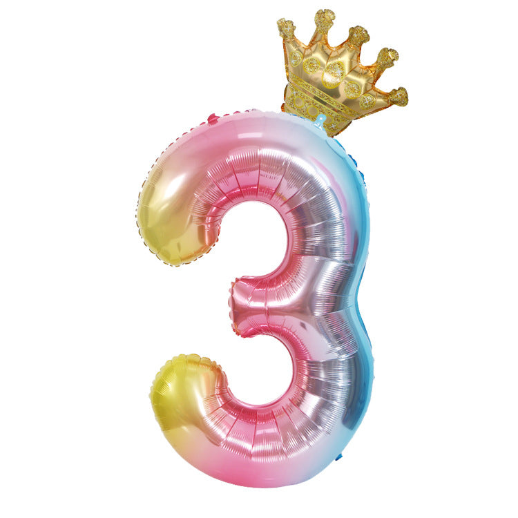 Crown Birthday Balloon Number 3 - iKids