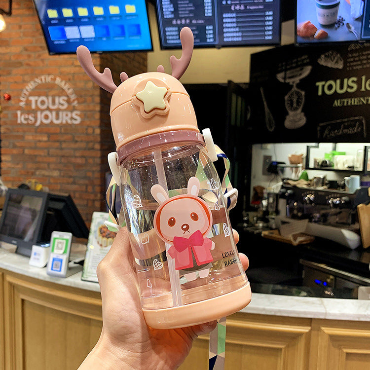 Deer Straw Bottle Pink - iKids