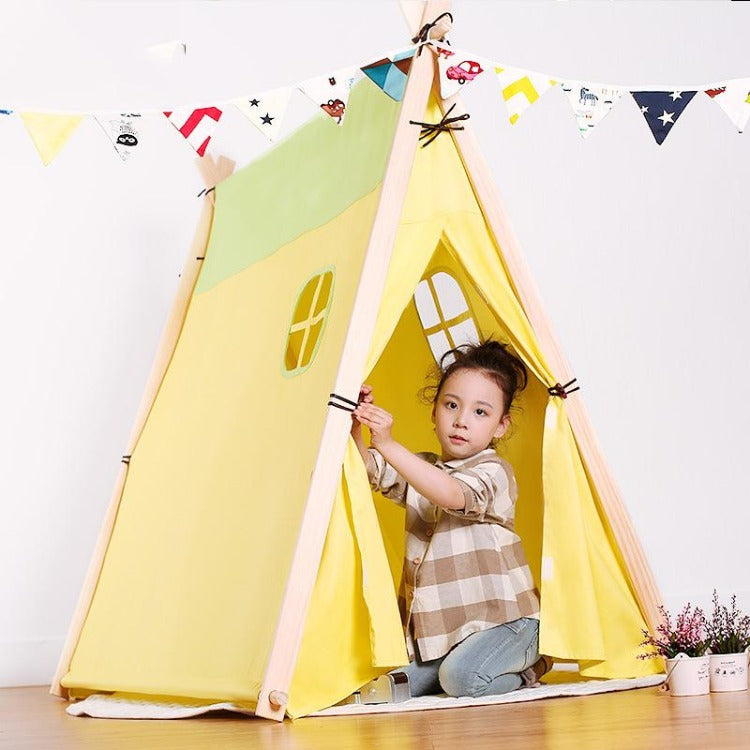 Square Teepee Tent Playhouse Yellow - iKids