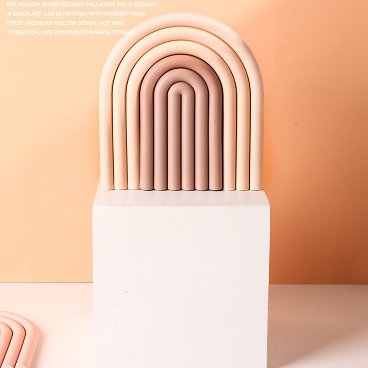Silicone Pan Trivet Mat | Beige Pastel Rainbow - iKids