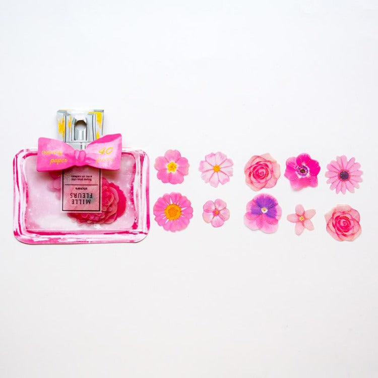 Perfume Bottle Flower Stickers Pink - iKids