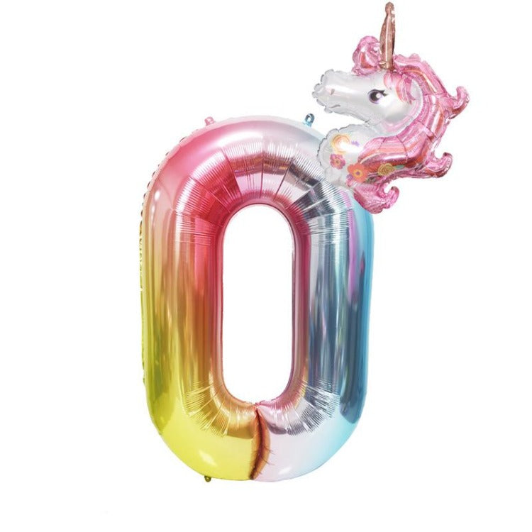 Unicorn Birthday Balloon Number 0 - iKids