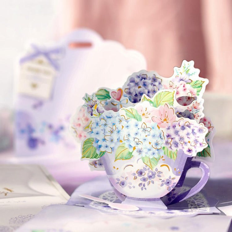 Hydrangeas in Basket Pop Up Card - iKids