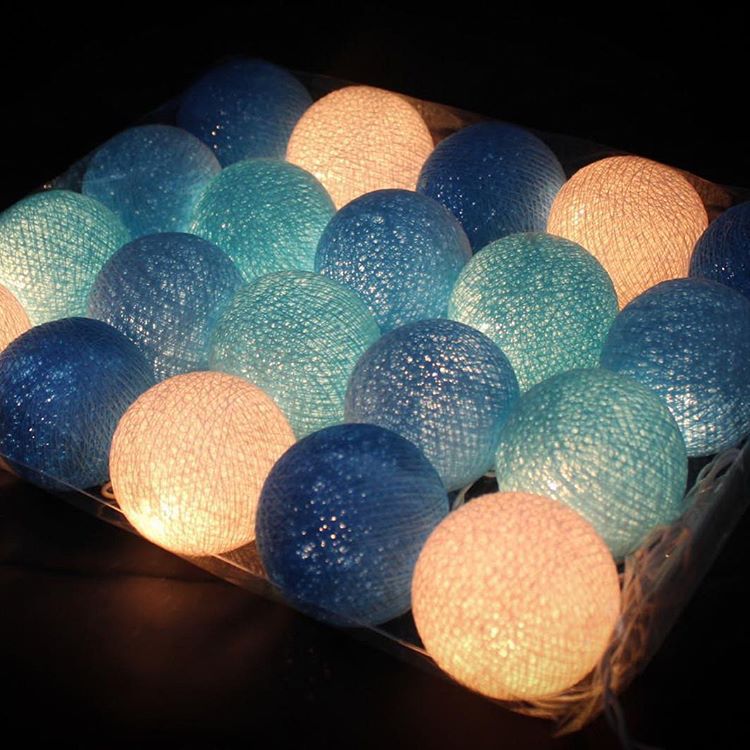 String Lights 20 Cotton Balls - Blue - iKids