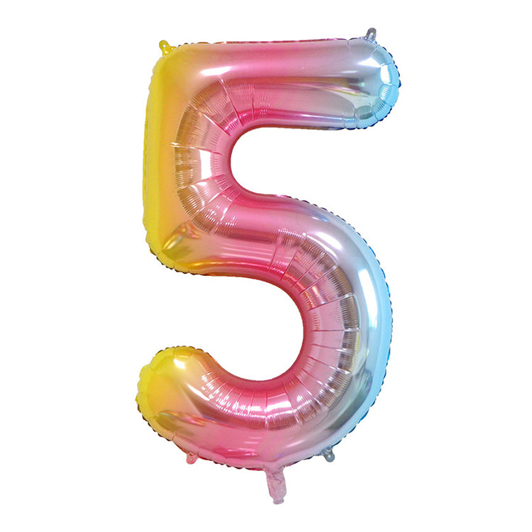 Rainbow Birthday Balloon Number 5 - iKids
