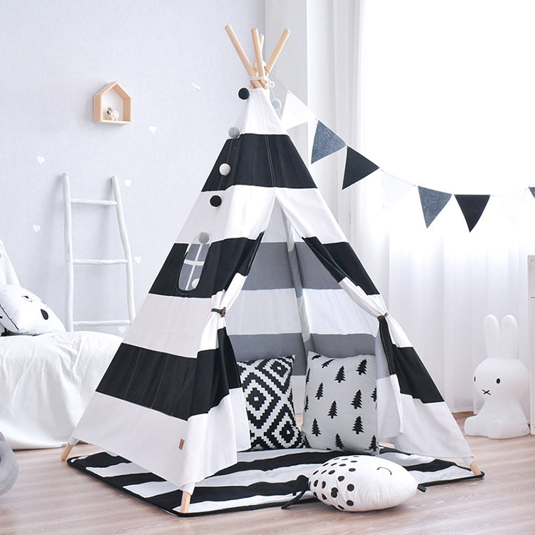 Teepee Tent Bold Stripe Black - iKids