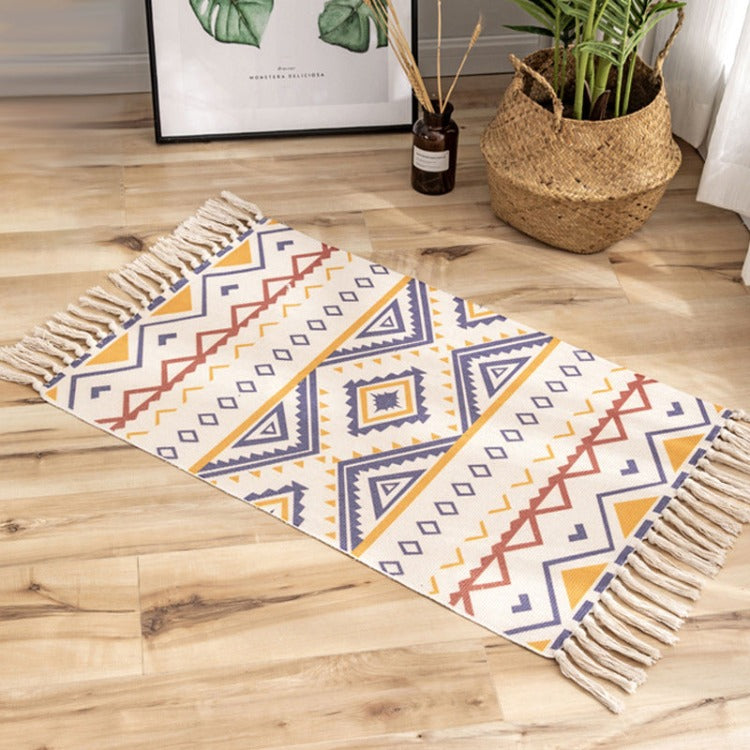 Bohemian Tassel Rectangle Rug Aro - iKids
