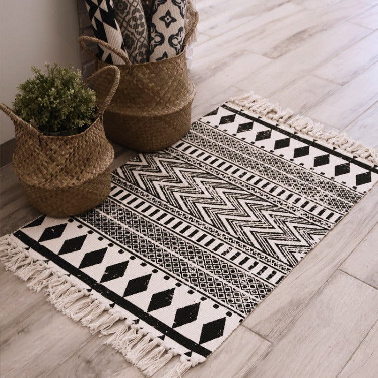 Bohemian Tassel Rug | Rectangle Black - iKids