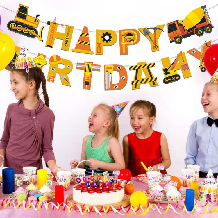 Construction Letter Happy Birthday Banner - iKids