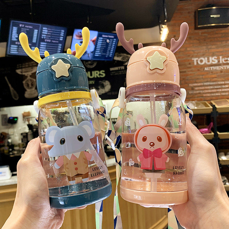 Deer Straw Bottle Pink - iKids