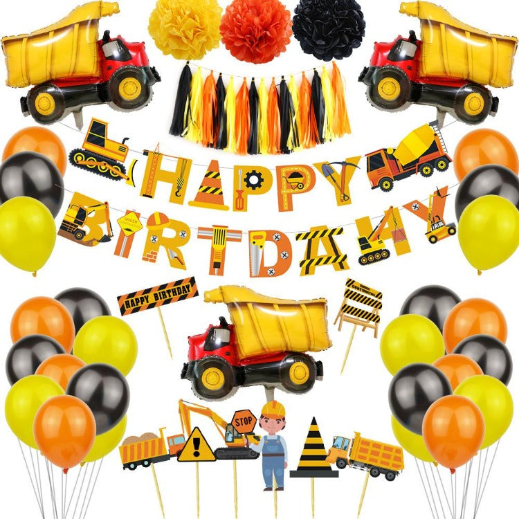 Construction Truck Birthday Party Decorations Balloons - iKids