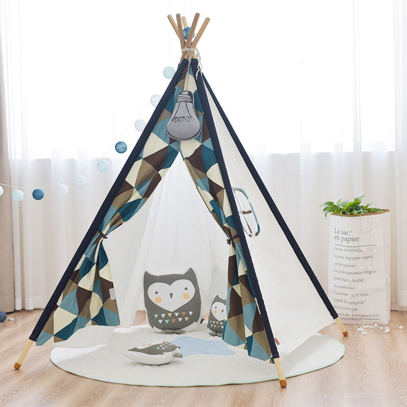 Deluxe Teepee Tent Blue Triangles - iKids