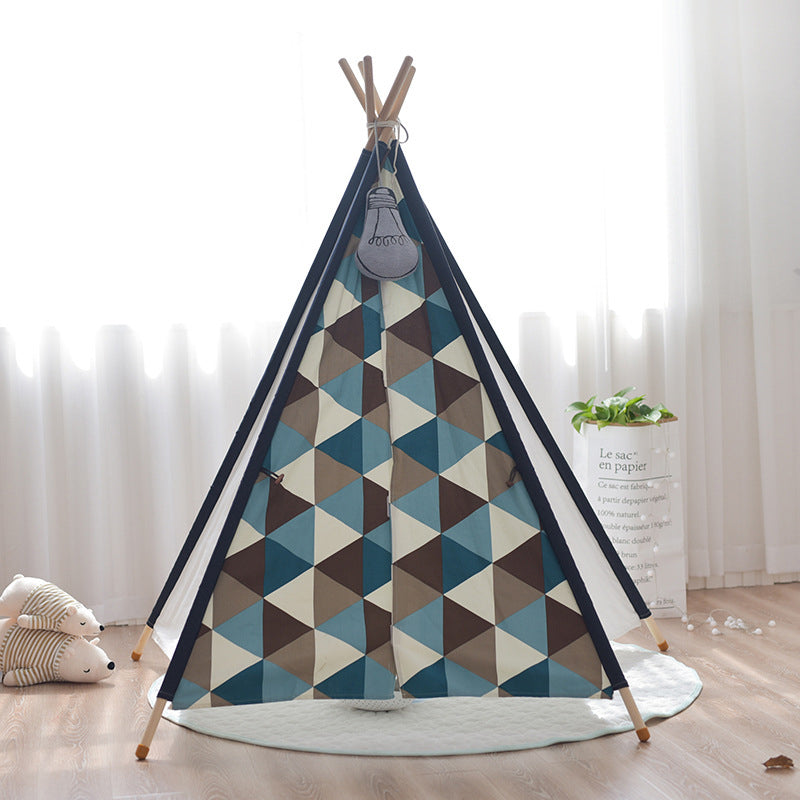 Deluxe Teepee Tent Blue Triangles - iKids