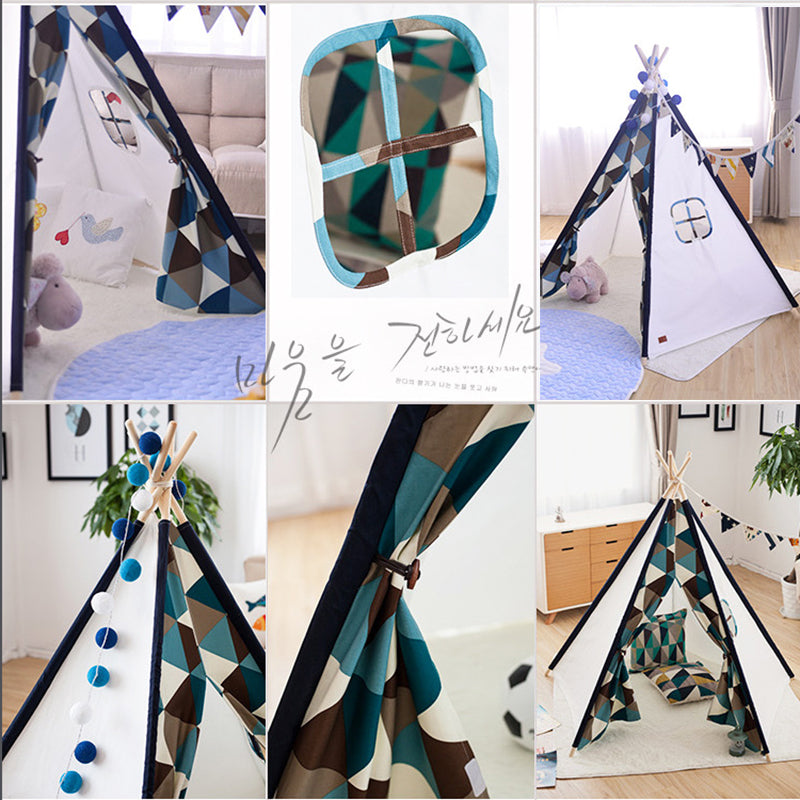 Deluxe Teepee Tent Blue Triangles - iKids