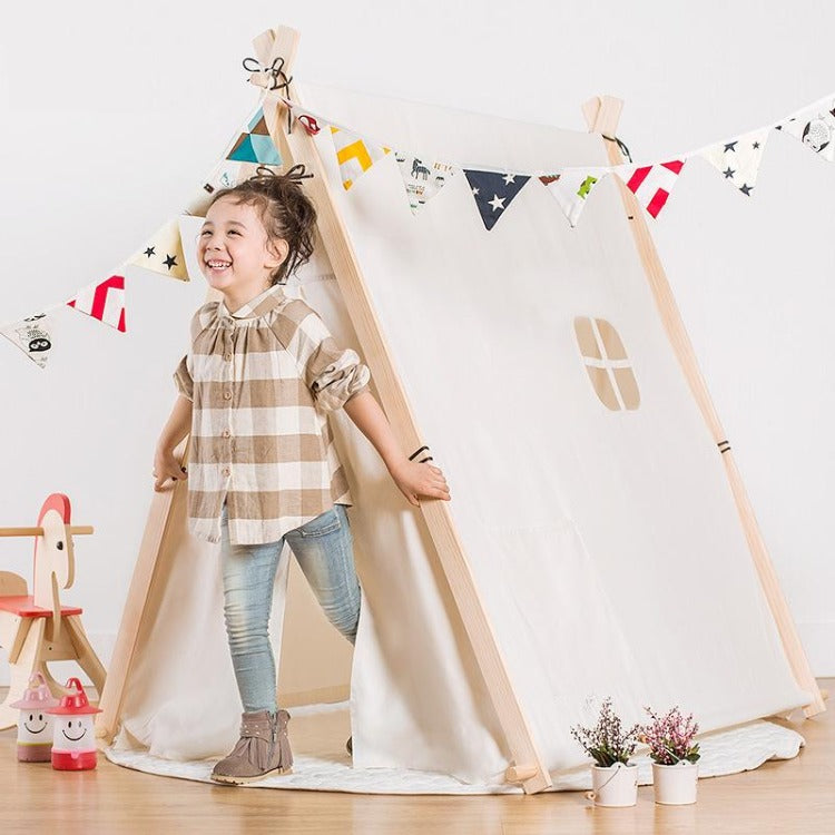 Square Teepee Tent Playhouse White - iKids