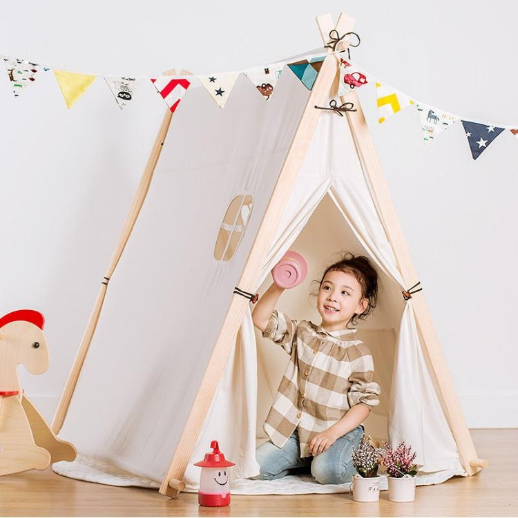 Square Teepee Tent Playhouse White - iKids