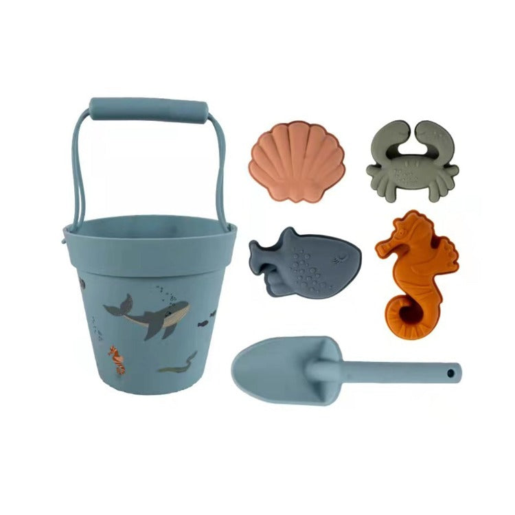 Silicone Beach Bucket Set | Ocean - iKids