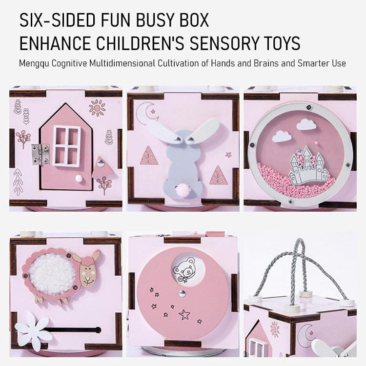 6 Side Busy Boards Cube | Pink - iKids
