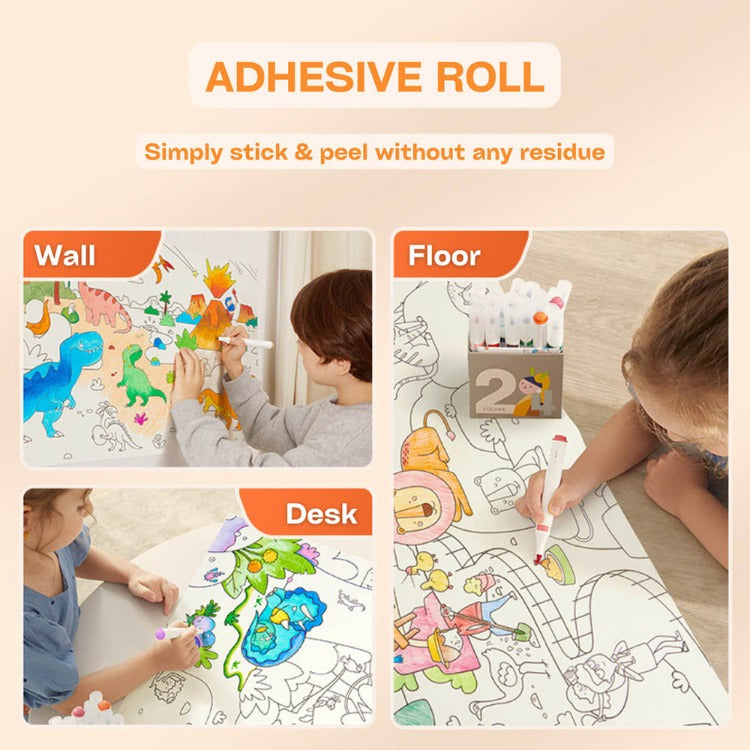 Mideer Self Adhesive Colouring Roll | 4m The Magic Zoo - iKids